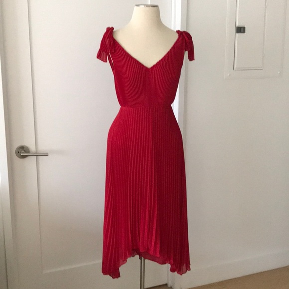 NWT Club Monaco Jessany Pleated Dress Red size 00 - Picture 5 of 7